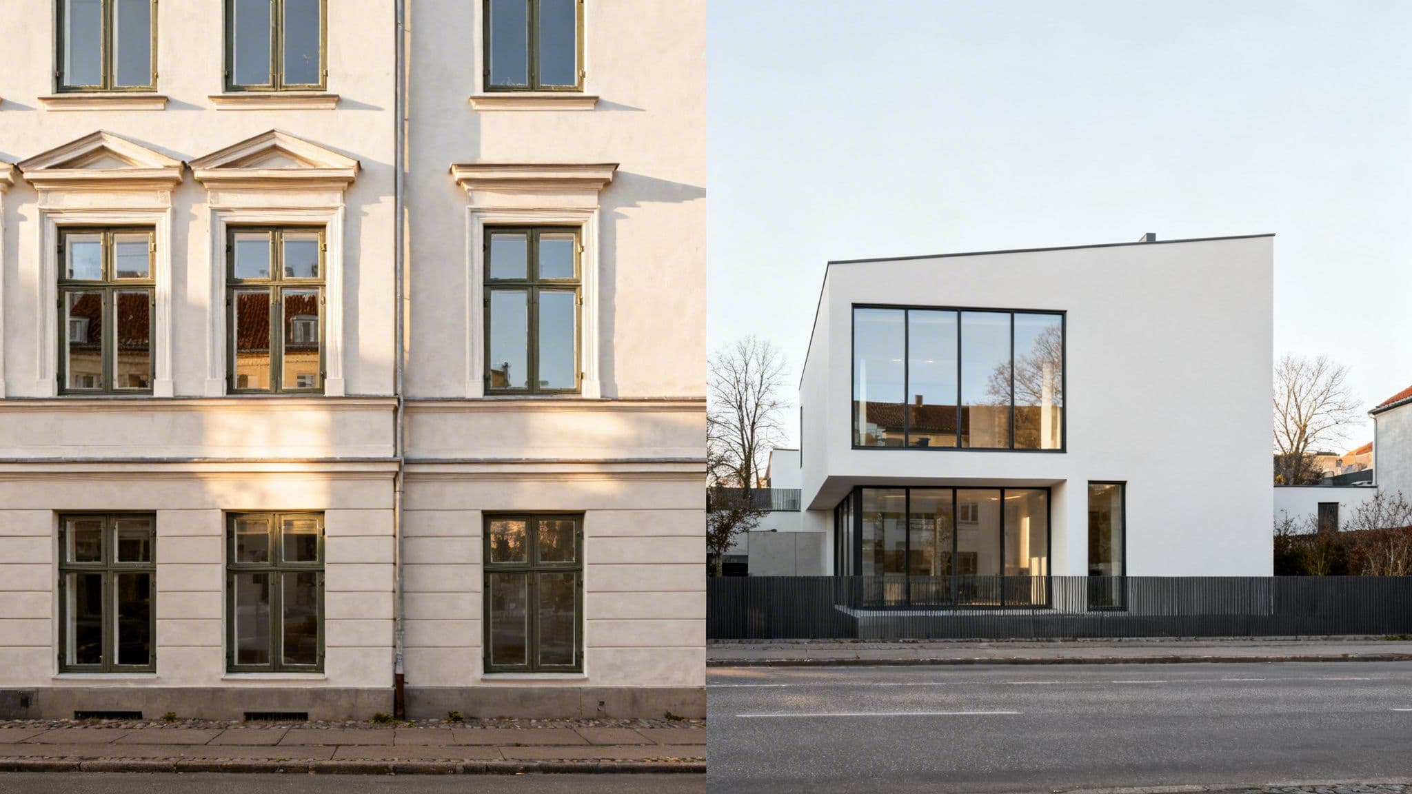 Nybygget hus med store glaspartier og moderne design.