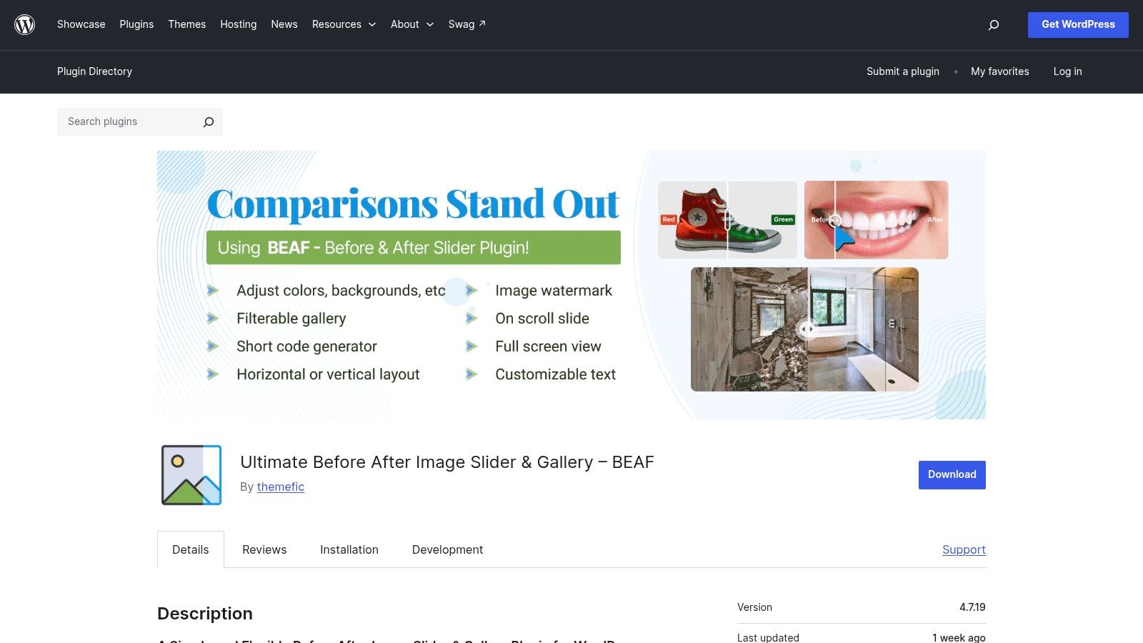 BEAF, Before And After Gallery til WordPress